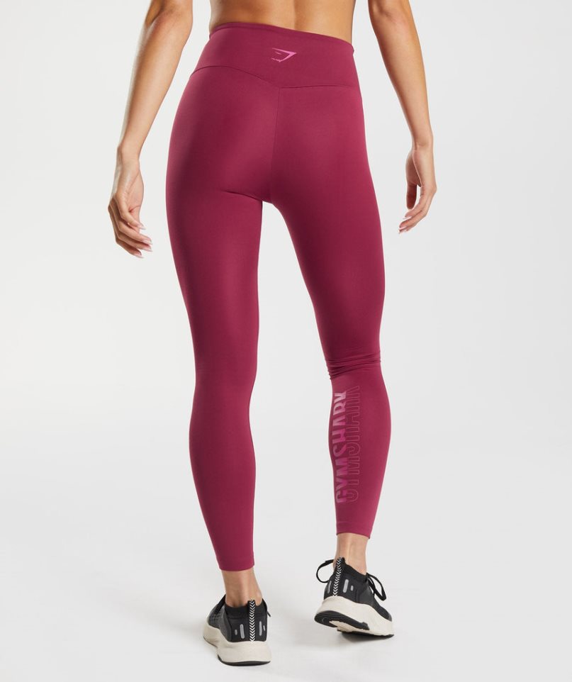 Women\'s Gymshark Graphics Fraction Leggings Fuchsia | NZ 0UKAVD